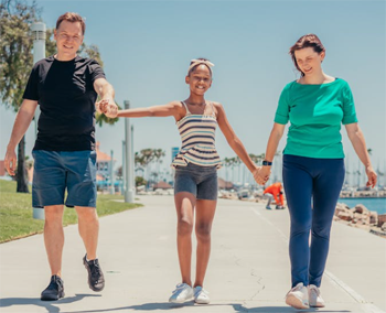 graphic image of family walking on sidewalk