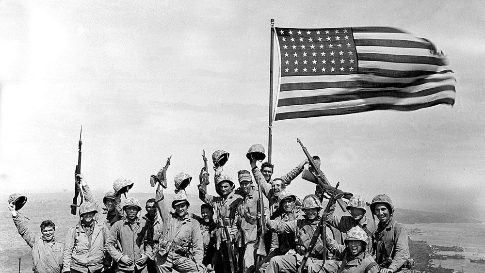 graphic image of soldiers at Iwo Jima 1944